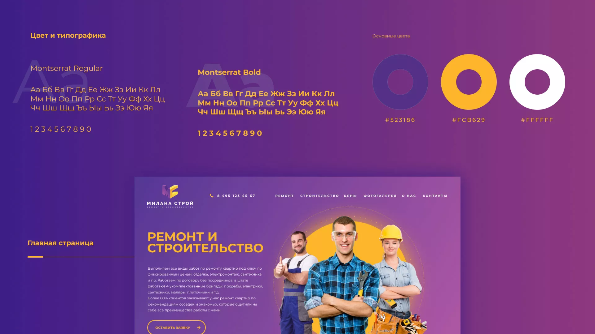 Разработка сайта строительной компании «Милана-Строй» в Ершове